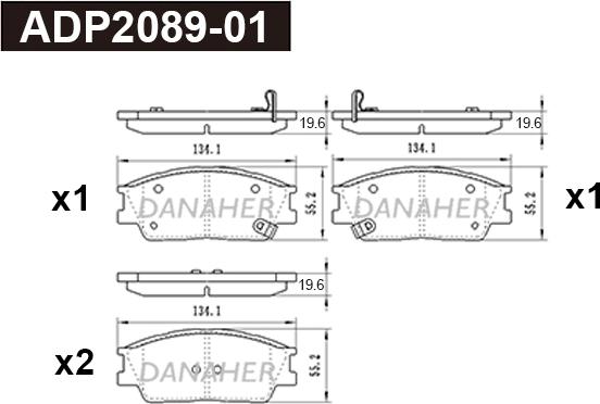 Danaher ADP2089-01 - Bremžu uzliku kompl., Disku bremzes autospares.lv