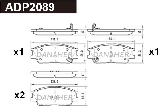 Danaher ADP2089 - Bremžu uzliku kompl., Disku bremzes autospares.lv