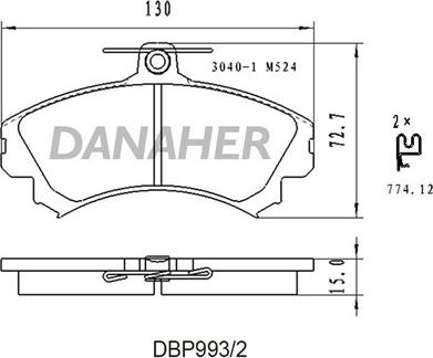 Danaher DBP993/2 - Bremžu uzliku kompl., Disku bremzes www.autospares.lv