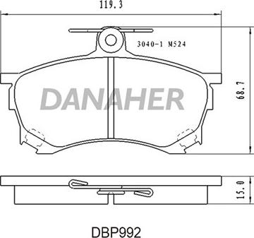 Danaher DBP992 - Bremžu uzliku kompl., Disku bremzes www.autospares.lv