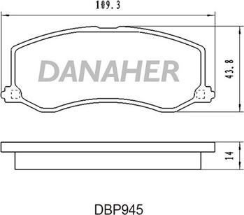 Danaher DBP945 - Тормозные колодки, дисковые, комплект www.autospares.lv