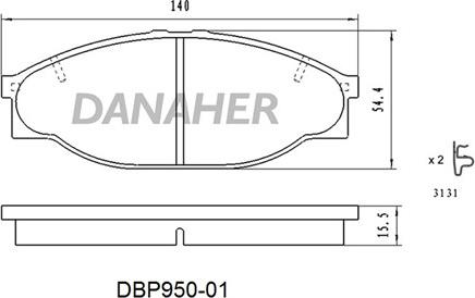 Danaher DBP950-01 - Bremžu uzliku kompl., Disku bremzes www.autospares.lv