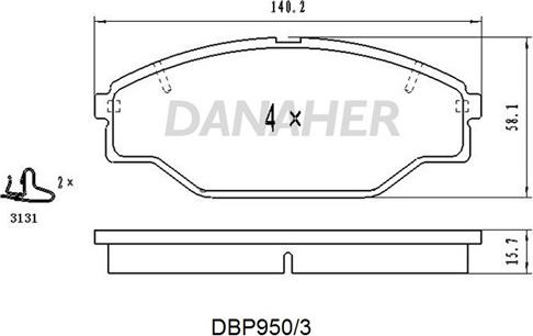 Danaher DBP950/3 - Bremžu uzliku kompl., Disku bremzes www.autospares.lv