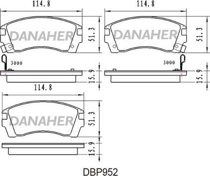 Danaher DBP952 - Brake Pad Set, disc brake www.autospares.lv