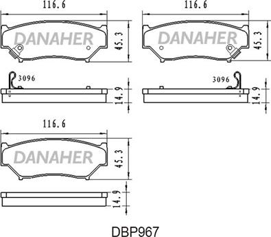 Danaher DBP967 - Тормозные колодки, дисковые, комплект www.autospares.lv