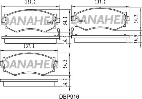 Danaher DBP916 - Bremžu uzliku kompl., Disku bremzes www.autospares.lv