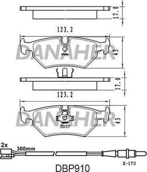 Danaher DBP910 - Тормозные колодки, дисковые, комплект www.autospares.lv