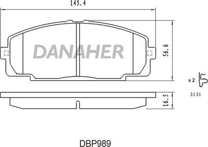 Danaher DBP989 - Brake Pad Set, disc brake www.autospares.lv