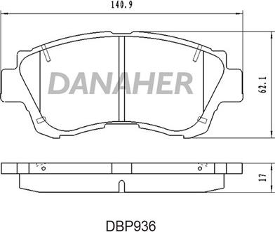 Danaher DBP936 - Тормозные колодки, дисковые, комплект www.autospares.lv