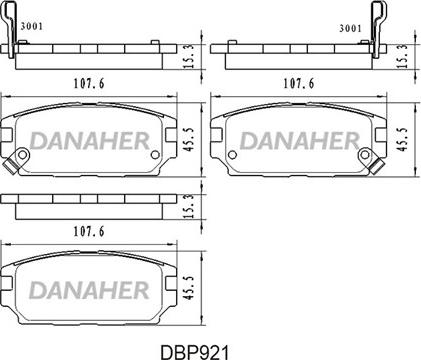 Danaher DBP921 - Brake Pad Set, disc brake www.autospares.lv