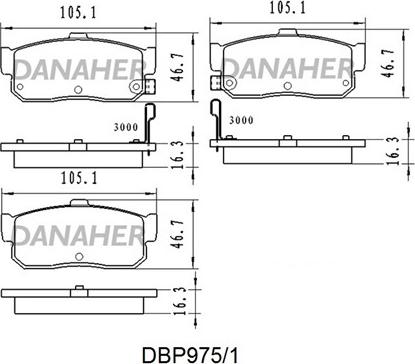 Danaher DBP975/1 - Bremžu uzliku kompl., Disku bremzes autospares.lv