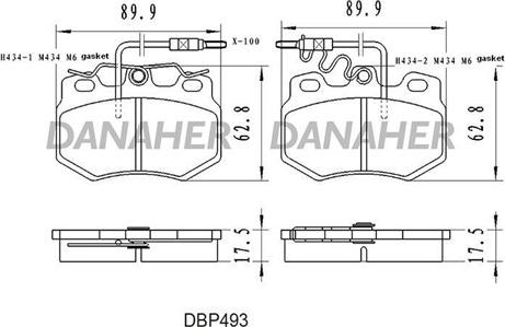 Danaher DBP493 - Тормозные колодки, дисковые, комплект www.autospares.lv