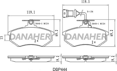 Danaher DBP444 - Brake Pad Set, disc brake www.autospares.lv