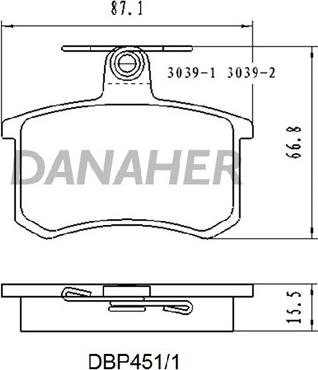 Danaher DBP451/1 - Bremžu uzliku kompl., Disku bremzes autospares.lv