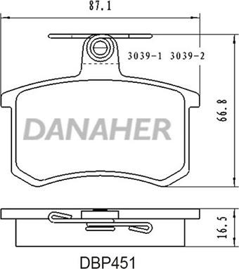 Danaher DBP451 - Bremžu uzliku kompl., Disku bremzes autospares.lv