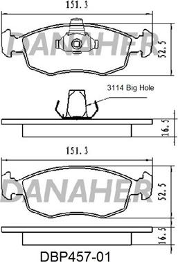 Danaher DBP457-01 - Тормозные колодки, дисковые, комплект www.autospares.lv