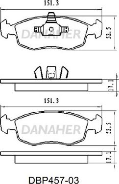 Danaher DBP457-03 - Тормозные колодки, дисковые, комплект www.autospares.lv