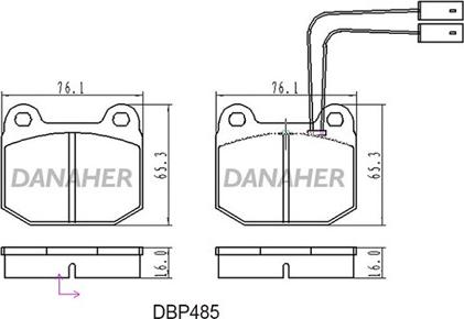 Danaher DBP485 - Bremžu uzliku kompl., Disku bremzes www.autospares.lv