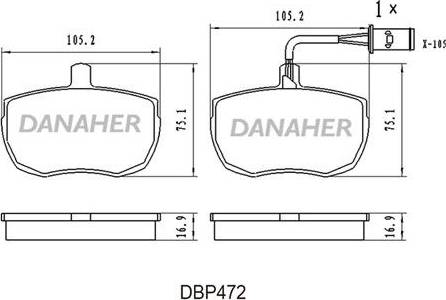 Danaher DBP472 - Bremžu uzliku kompl., Disku bremzes autospares.lv