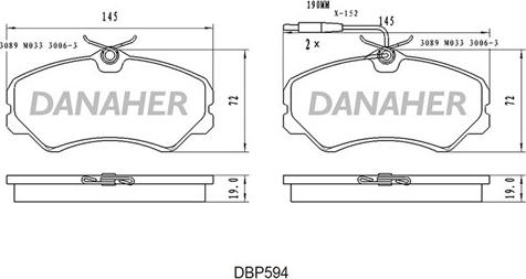 Danaher DBP594 - Bremžu uzliku kompl., Disku bremzes autospares.lv