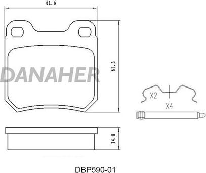 Danaher DBP590-01 - Brake Pad Set, disc brake www.autospares.lv