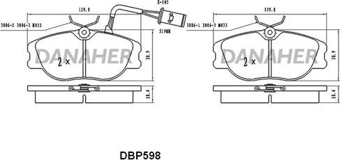 Danaher DBP598 - Bremžu uzliku kompl., Disku bremzes autospares.lv