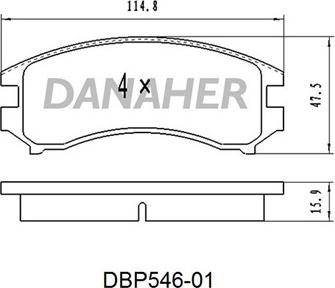 Danaher DBP546-01 - Bremžu uzliku kompl., Disku bremzes www.autospares.lv