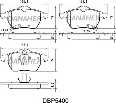 Danaher DBP5400 - Bremžu uzliku kompl., Disku bremzes autospares.lv