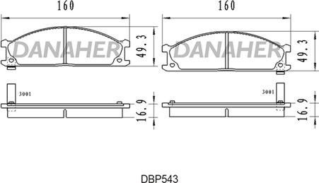 Danaher DBP543 - Brake Pad Set, disc brake www.autospares.lv