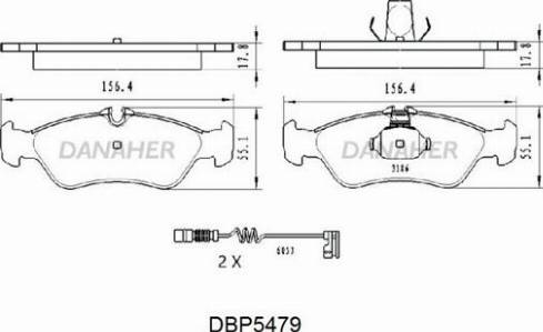 Danaher DBP5479 - Тормозные колодки, дисковые, комплект www.autospares.lv