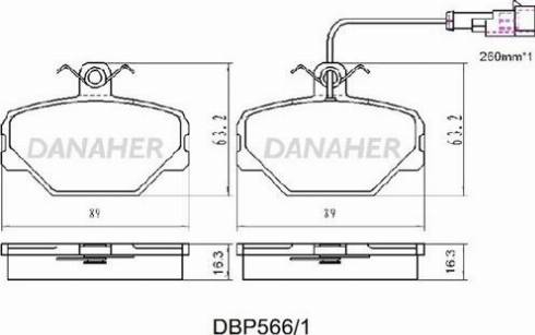 Danaher DBP566/1 - Тормозные колодки, дисковые, комплект www.autospares.lv