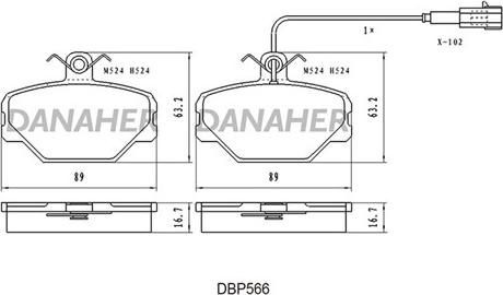 Danaher DBP566 - Тормозные колодки, дисковые, комплект www.autospares.lv