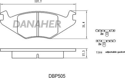 Danaher DBP505 - Brake Pad Set, disc brake www.autospares.lv