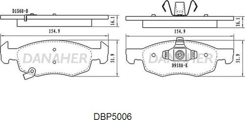 Danaher DBP5006 - Bremžu uzliku kompl., Disku bremzes www.autospares.lv