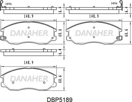 Danaher DBP5189 - Тормозные колодки, дисковые, комплект www.autospares.lv