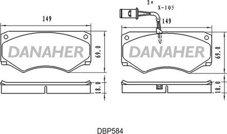 Danaher DBP584 - Bremžu uzliku kompl., Disku bremzes autospares.lv