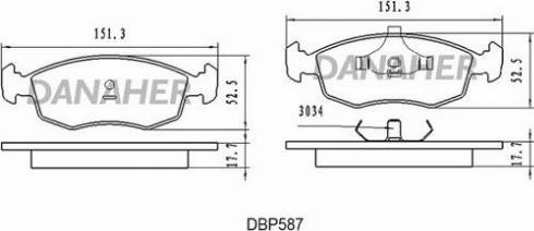 Danaher DBP587 - Тормозные колодки, дисковые, комплект www.autospares.lv