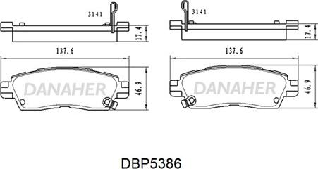 Danaher DBP5386 - Bremžu uzliku kompl., Disku bremzes www.autospares.lv