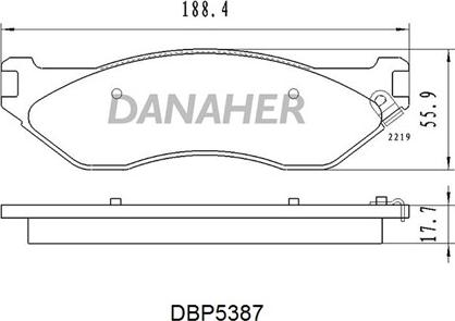 Danaher DBP5387 - Bremžu uzliku kompl., Disku bremzes www.autospares.lv