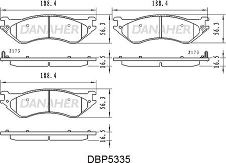 Danaher DBP5335 - Bremžu uzliku kompl., Disku bremzes www.autospares.lv