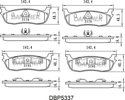 Danaher DBP5337 - Bremžu uzliku kompl., Disku bremzes www.autospares.lv