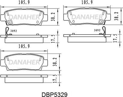 Danaher DBP5329 - Тормозные колодки, дисковые, комплект www.autospares.lv