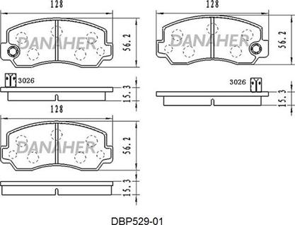 Danaher DBP529-01 - Bremžu uzliku kompl., Disku bremzes www.autospares.lv