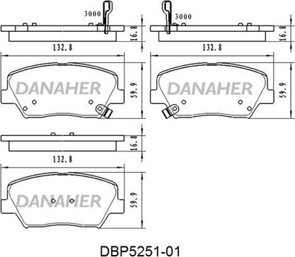 Danaher DBP5251-01 - Тормозные колодки, дисковые, комплект www.autospares.lv