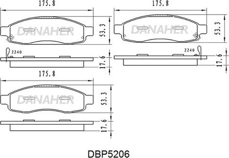 Danaher DBP5206 - Bremžu uzliku kompl., Disku bremzes www.autospares.lv