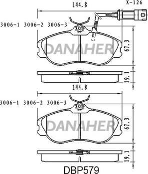 Danaher DBP579 - Bremžu uzliku kompl., Disku bremzes autospares.lv