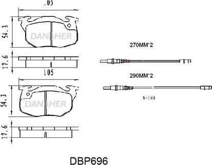 Danaher DBP696 - Тормозные колодки, дисковые, комплект www.autospares.lv