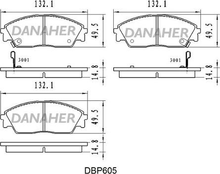 Danaher DBP605 - Brake Pad Set, disc brake www.autospares.lv