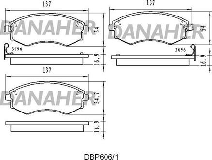 Danaher DBP606/1 - Тормозные колодки, дисковые, комплект www.autospares.lv