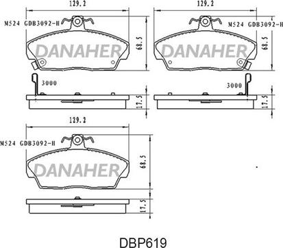 Danaher DBP619 - Brake Pad Set, disc brake www.autospares.lv